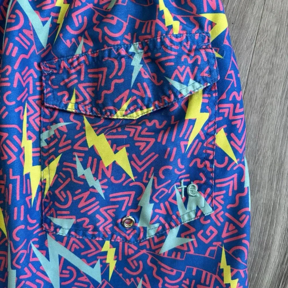 Tipsy Elves Swim Trunks Shorts Men's Size Medium Geometric Retro Swimming Beach